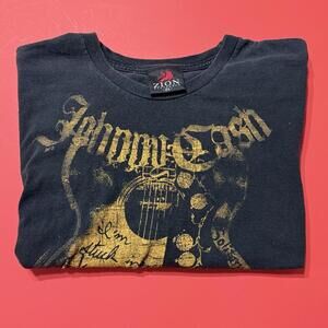 Vintage Johnny Cash 2007 shirt black Zion Tag Guitar Print Mens Size 2XL